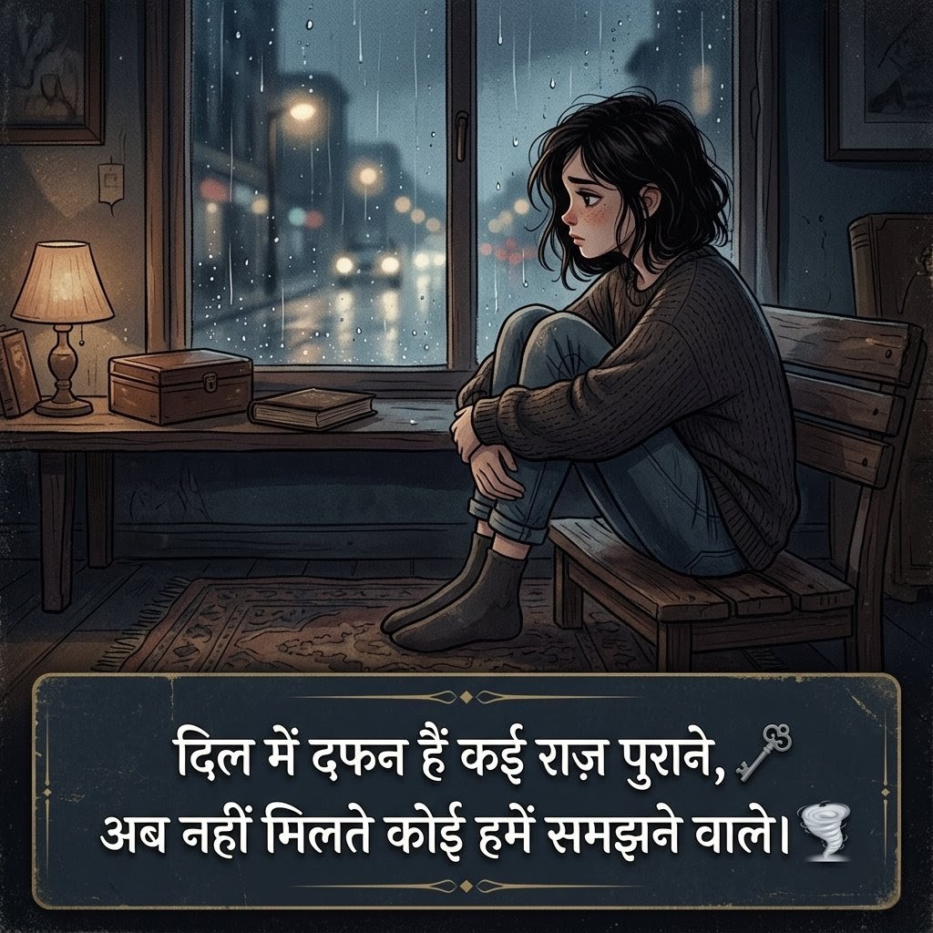 Heart touching sad shayari with deep emojis