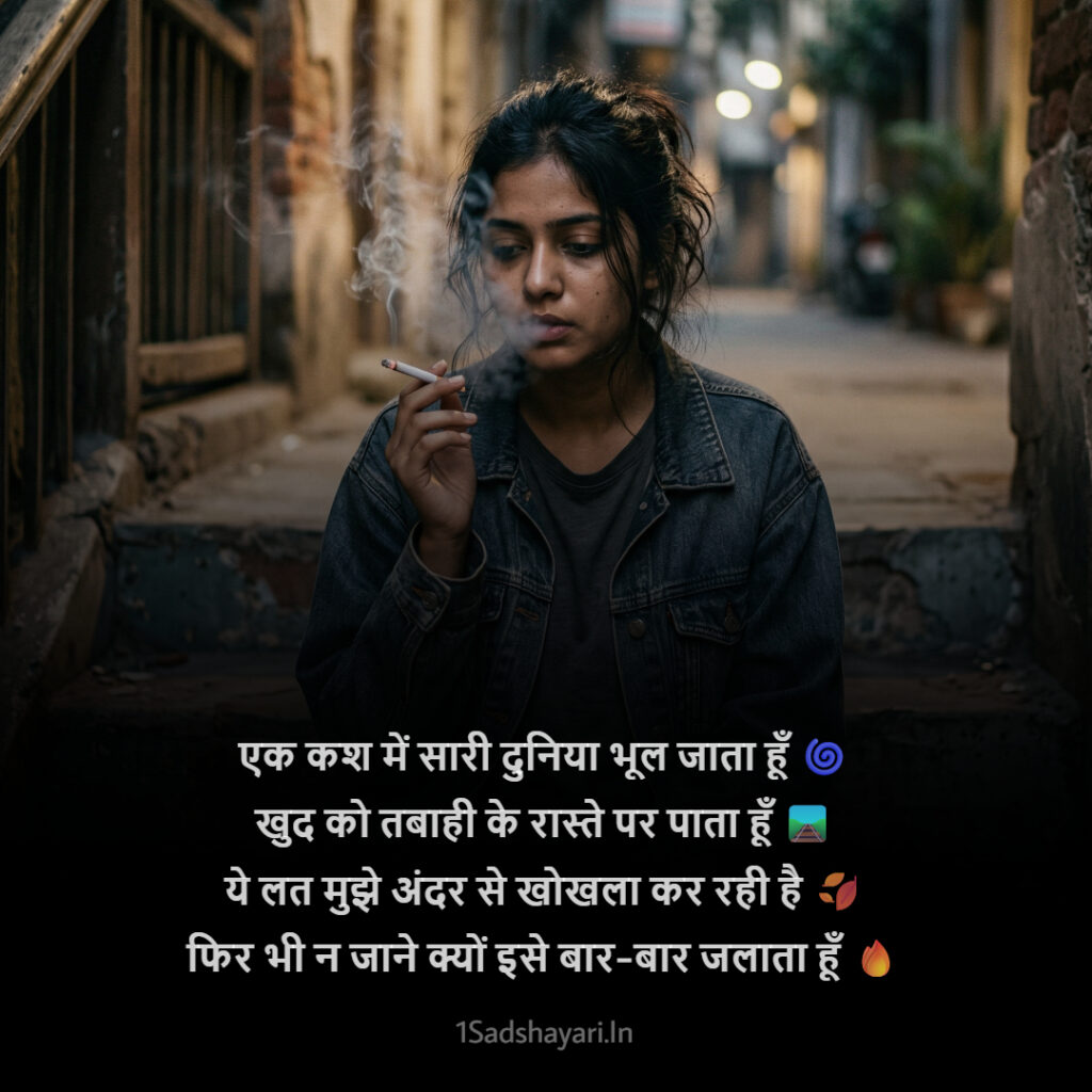 Cigarette Sad Shayari with Emoji