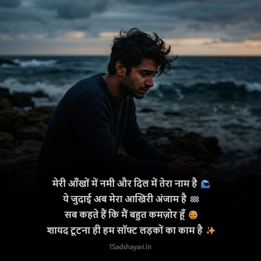 Heart Touching Sad Shayari For Boys with Emoji