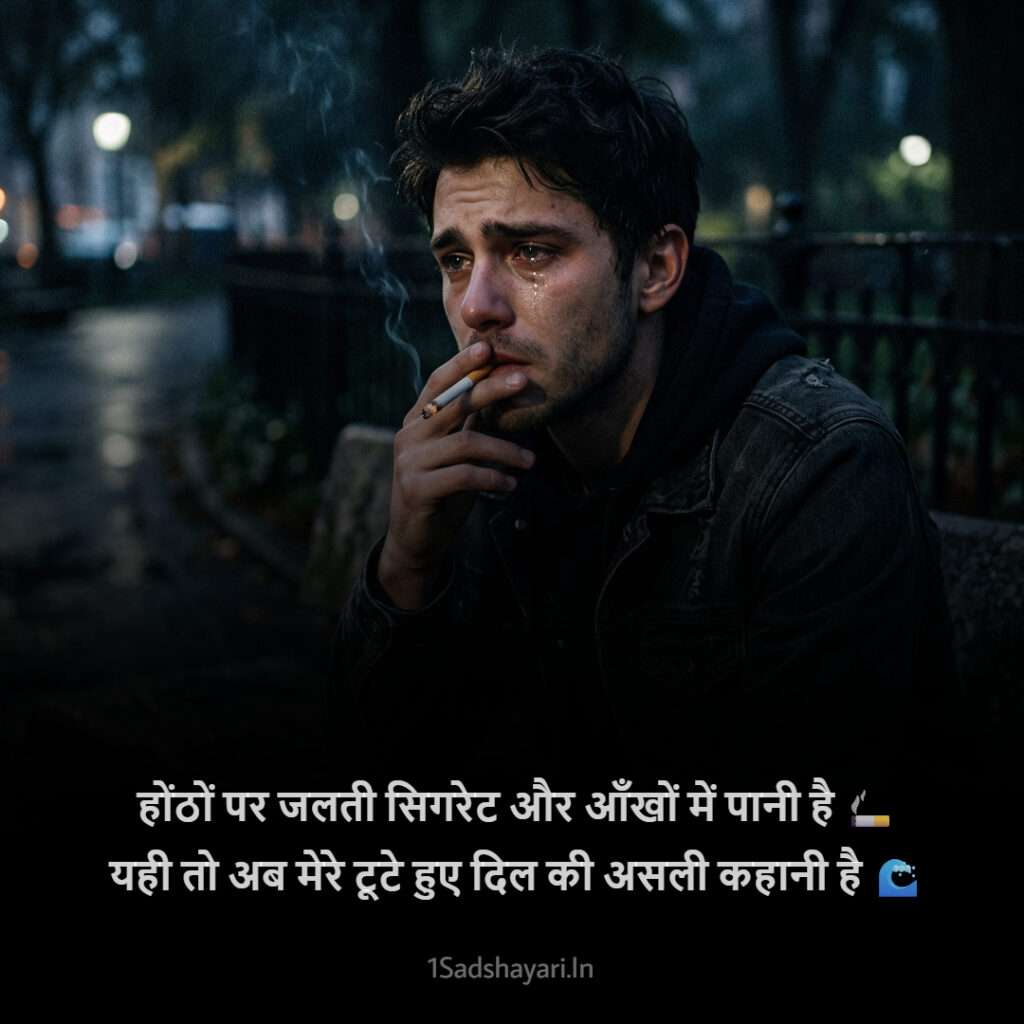 Emotional cigarette shayari capturing heartbreak feelings in boys