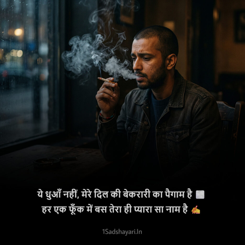 Heartfelt romantic cigarette shayari with deep love feelings