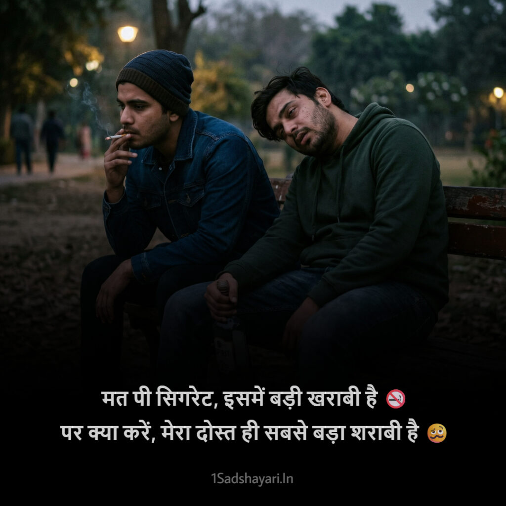 Playful smoking shayari collection for friends with funny visuals