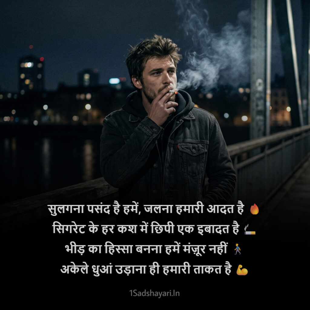 Trendy smoking shayari visuals with bold attitude for WhatsApp