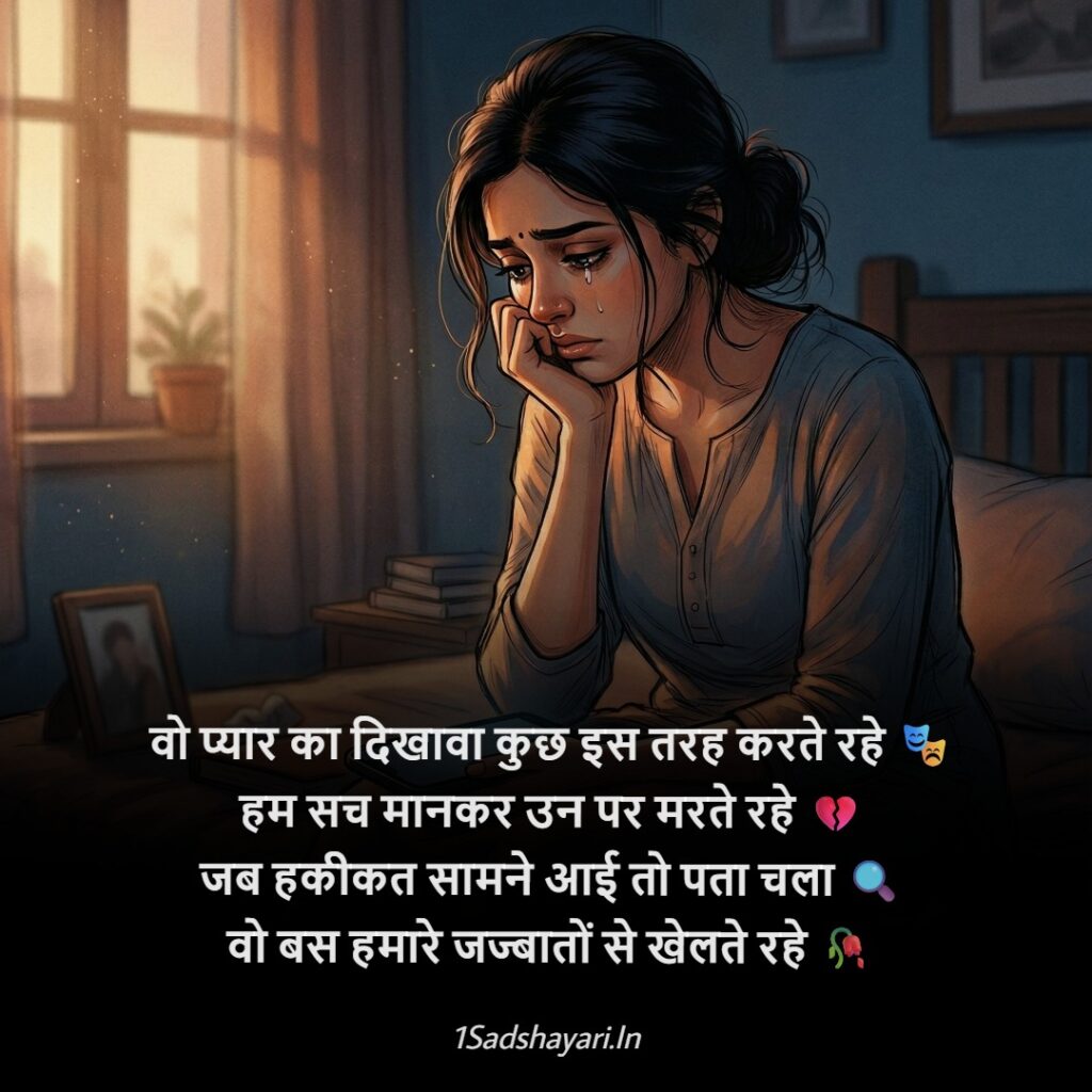 Pyar dhoka sad shayari showing betrayal and broken trust