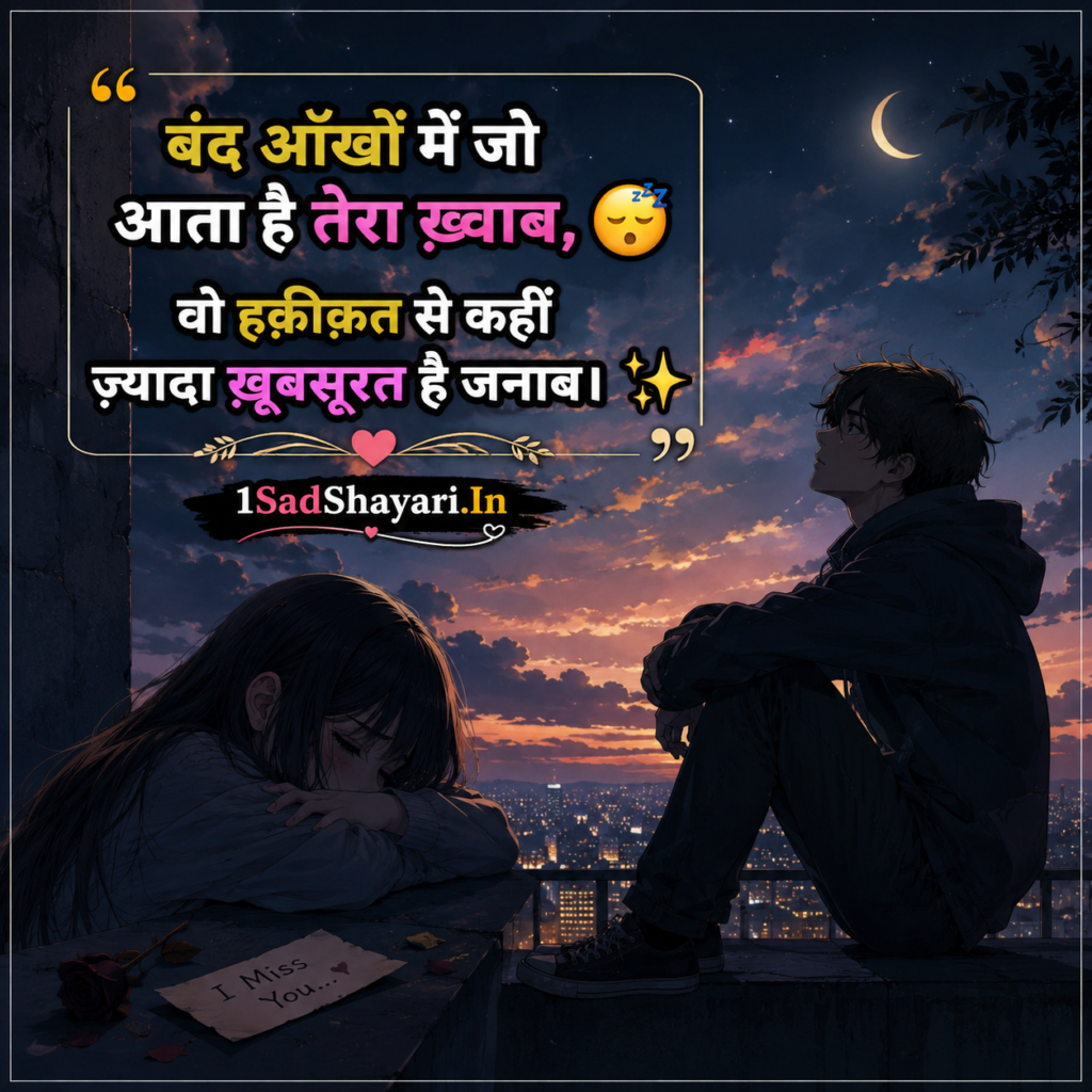 2 line khwab shayari with heart touching emojis